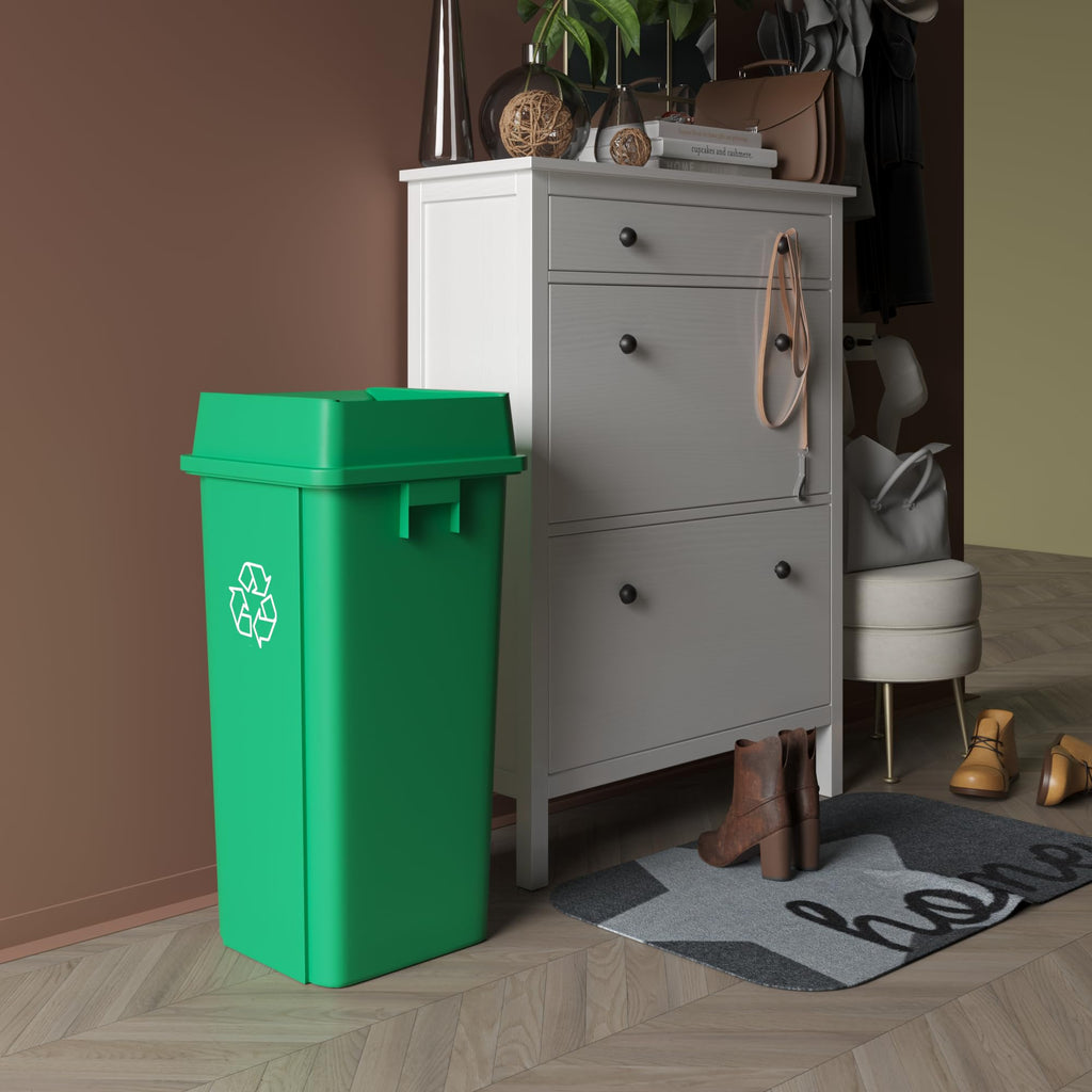 23 Gallon Green Recycle Square Commercial Trash