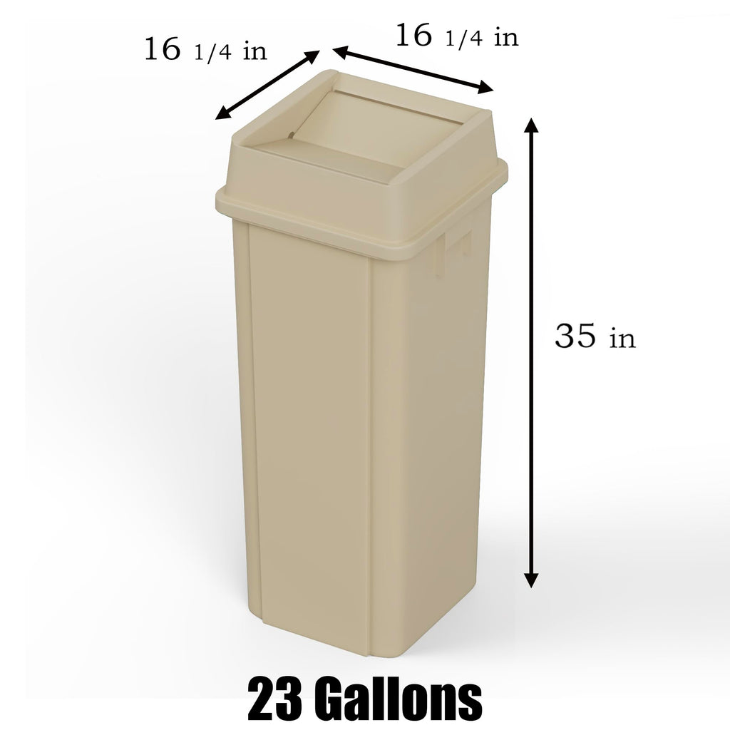 23 Gallon Beige Square Commercial Trash