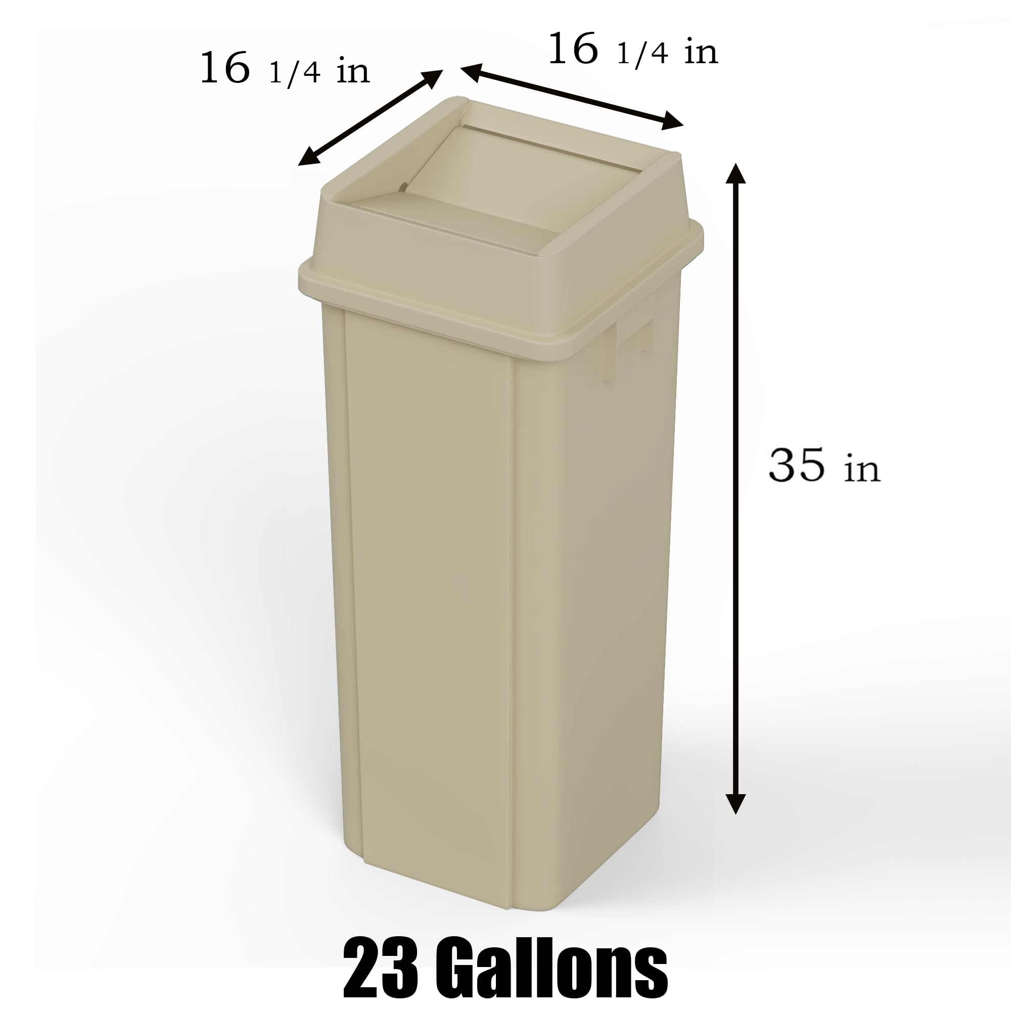 23 Gallon Beige Square Commercial Trash