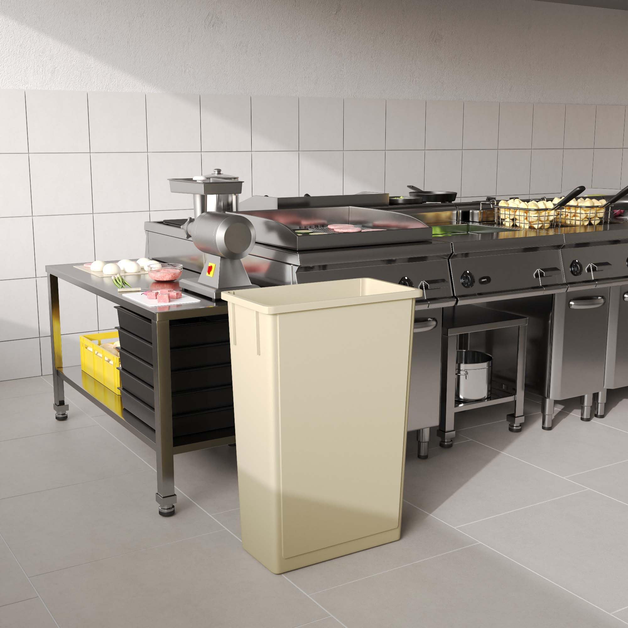 23-Gallon Beige Slim Trash Can