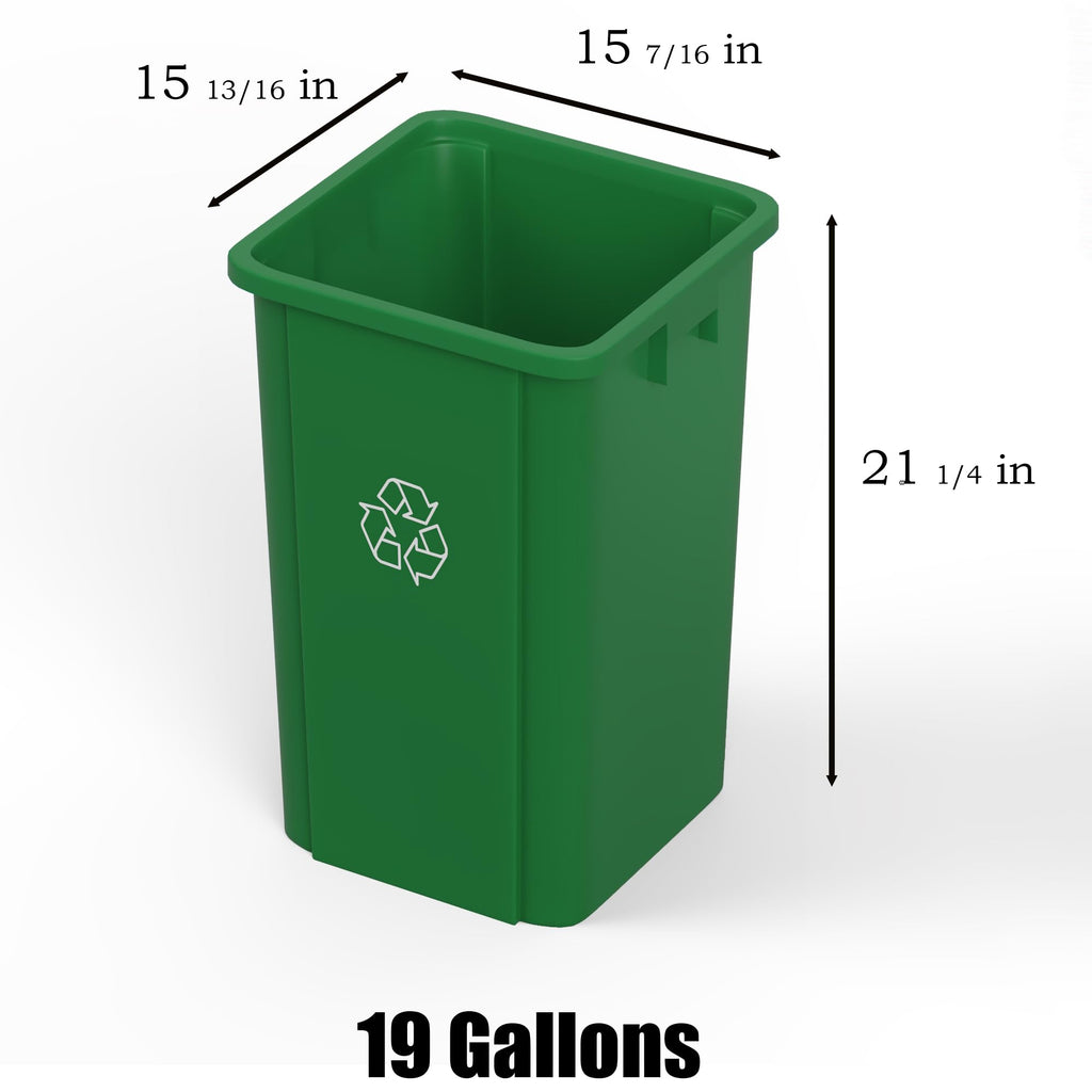 19 Gallon Green Recycle Square Commercial Trash