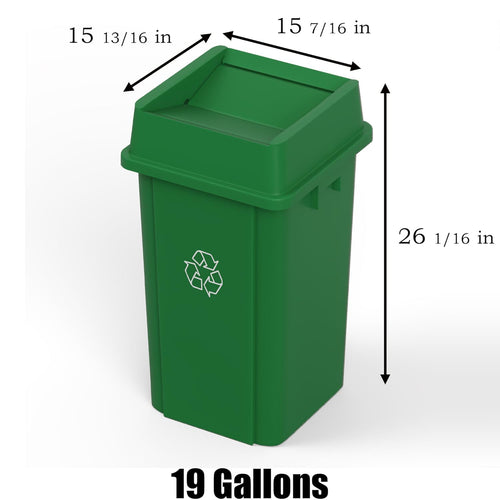 19 Gallon Green Recycle Square Commercial Trash