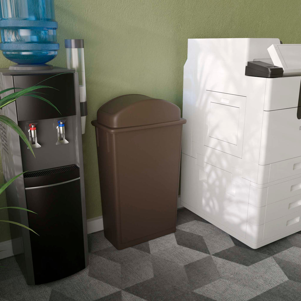 23-Gallon Brown Slim Trash Can with Swing Dome Lid