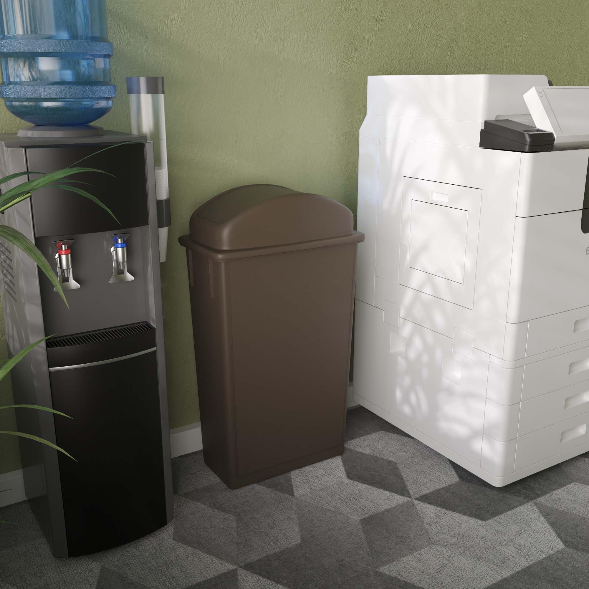 23-Gallon Brown Slim Trash Can with Swing Dome Lid