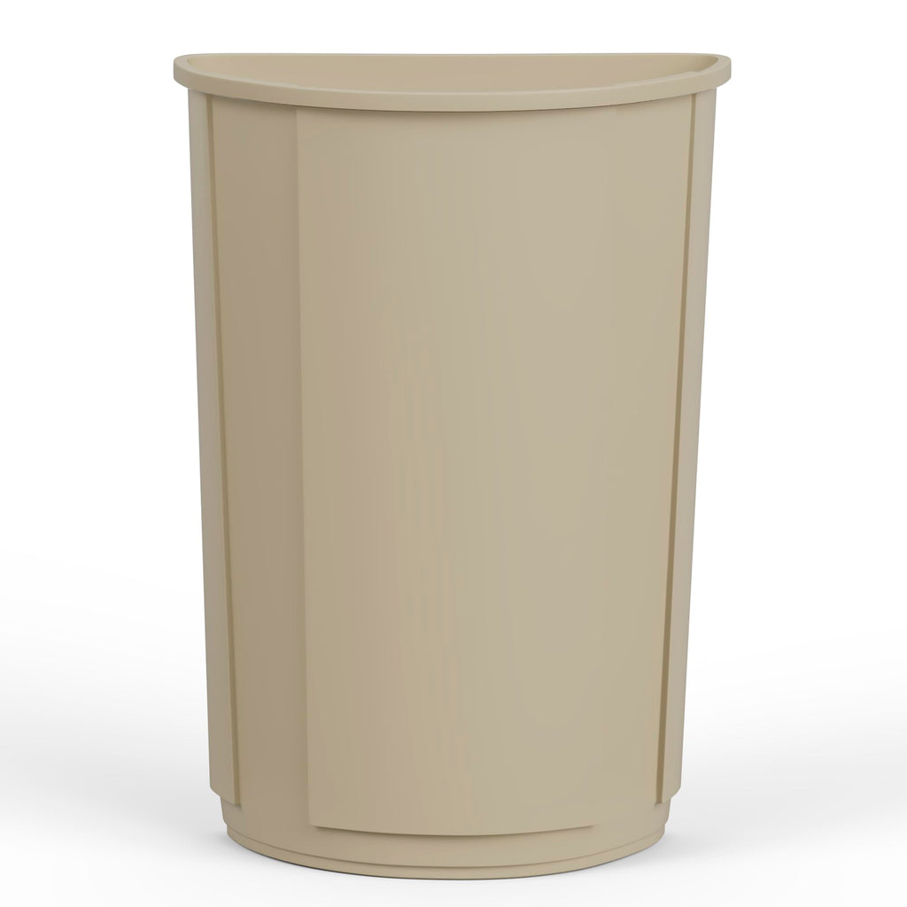 21-Gallon Beige Half-Round Commercial Trash Can