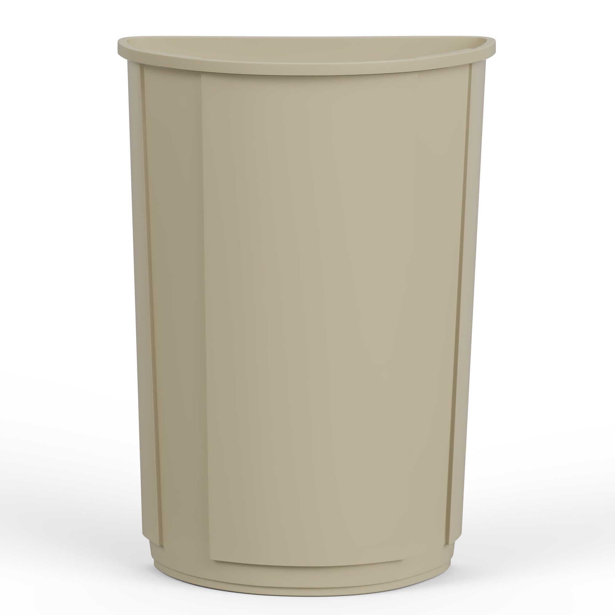 21-Gallon Beige Half-Round Commercial Trash Can