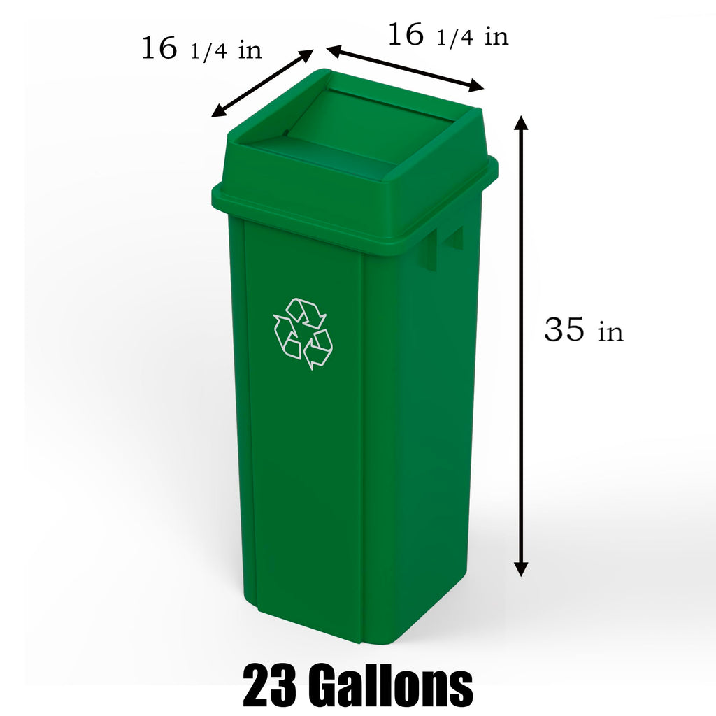 23 Gallon Green Recycle Square Commercial Trash