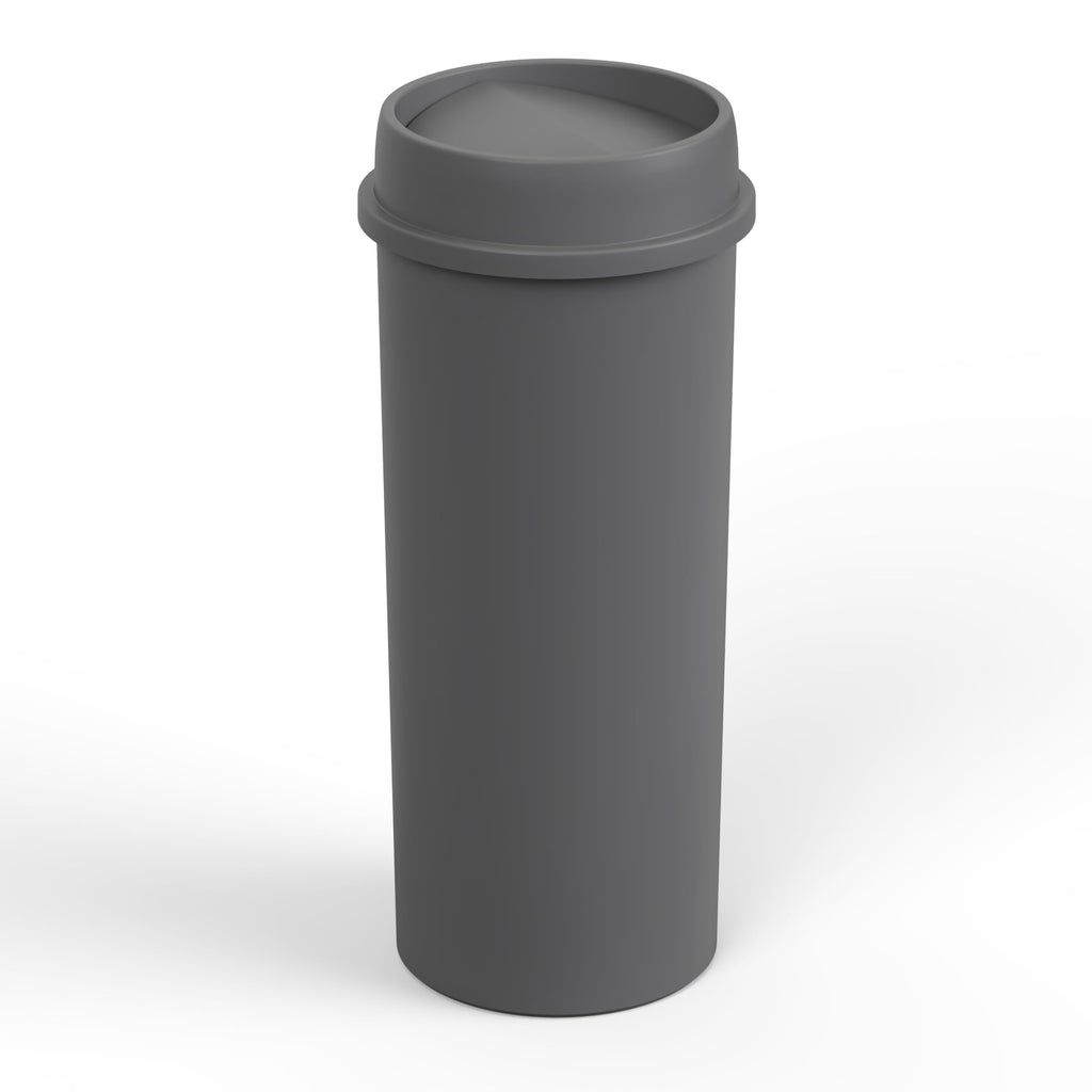 22 Gallon Gray Round Waste Basket with Swing-Top Lid