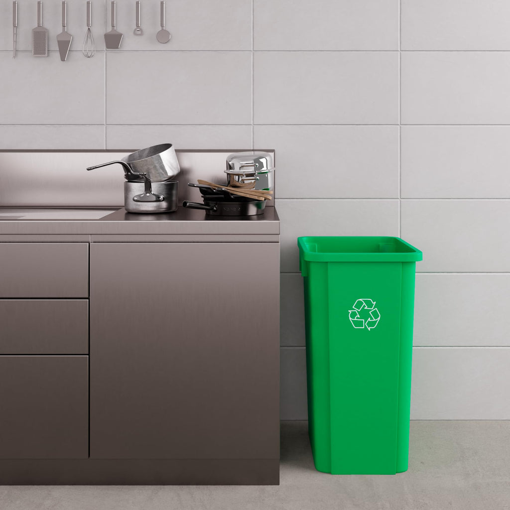 23 Gallon Green Recycle Square Commercial Trash