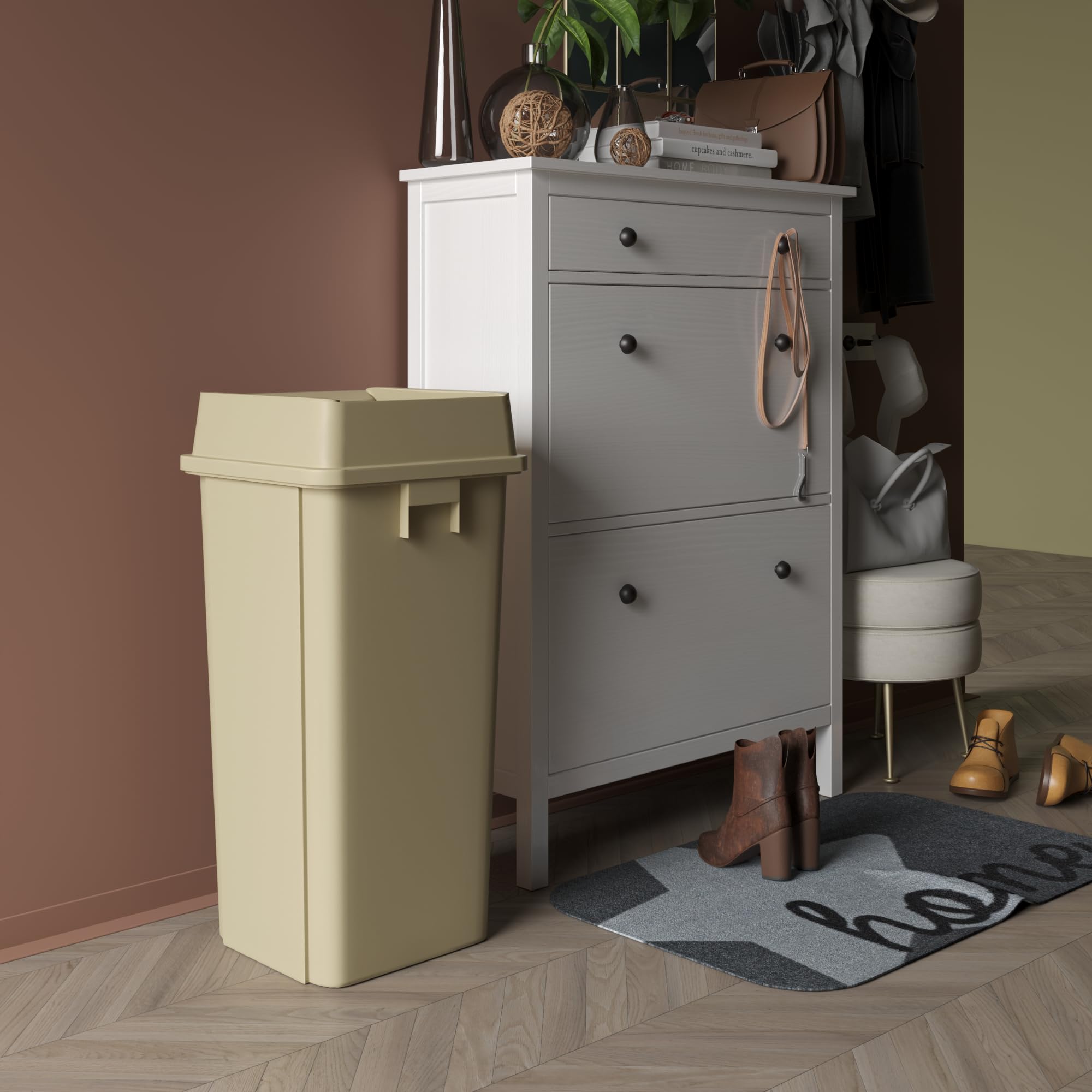 23 Gallon Beige Square Commercial Trash