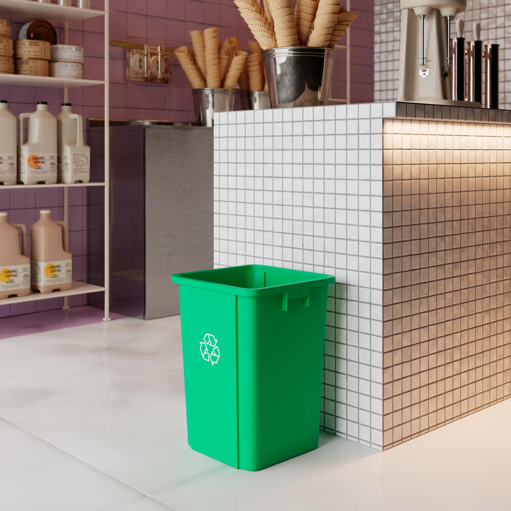 19 Gallon Green Recycle Square Commercial Trash