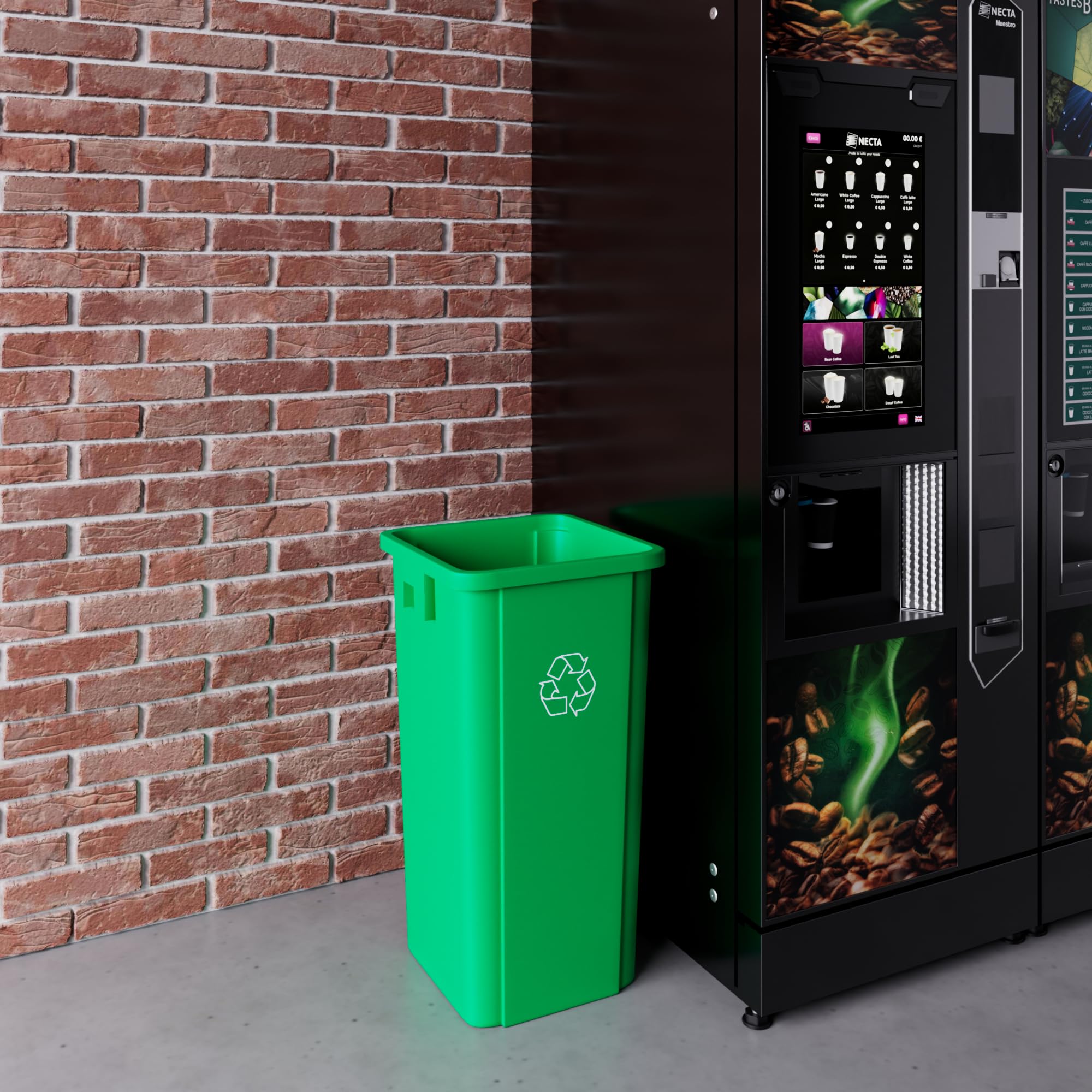 23 Gallon Green Recycle Square Commercial Trash