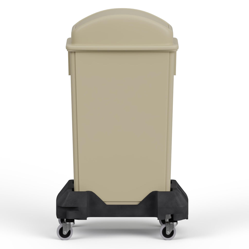 23-Gallon Beige Slim Trash Can with Swing Dome Lid and Dolly