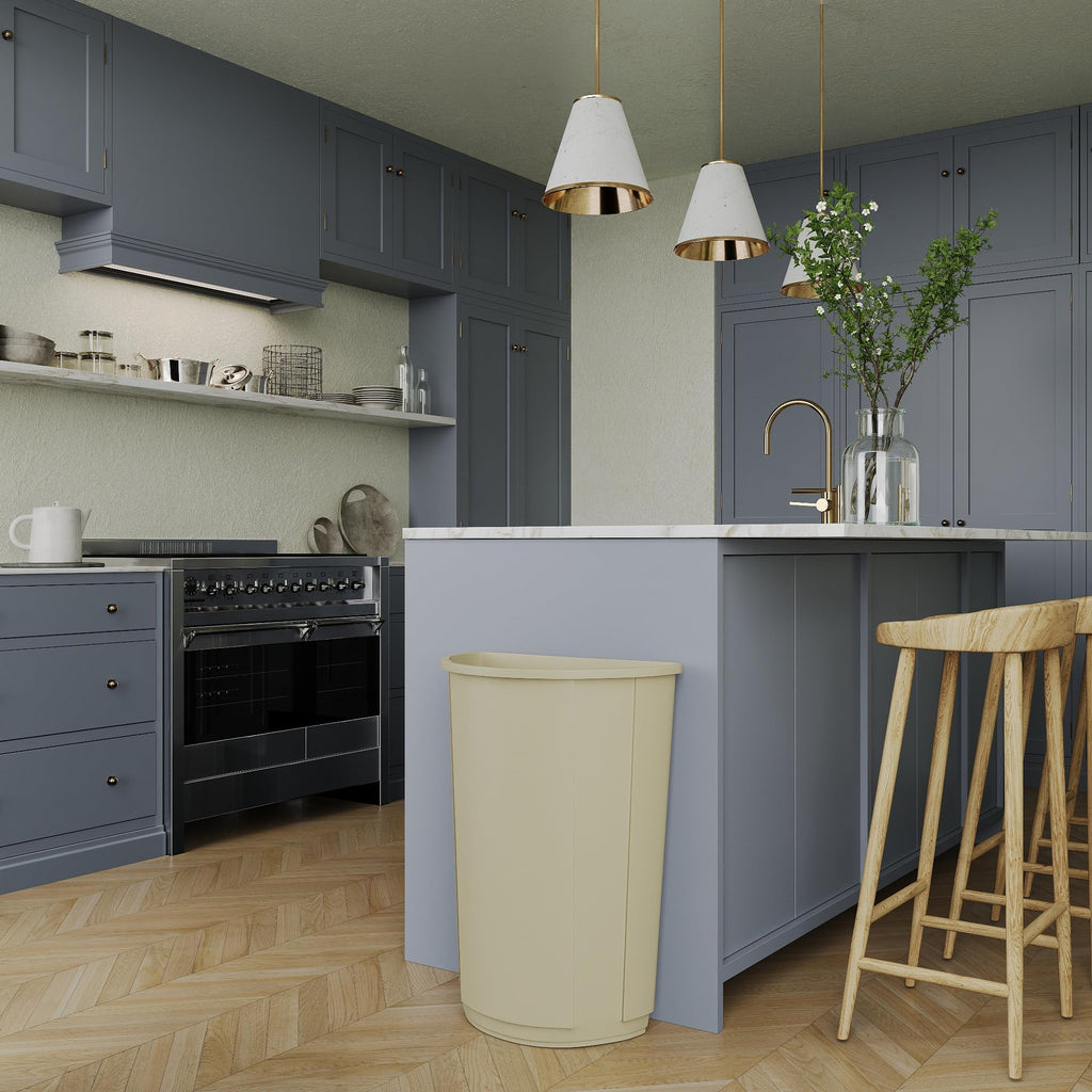 21-Gallon Beige Half-Round Commercial Trash Can