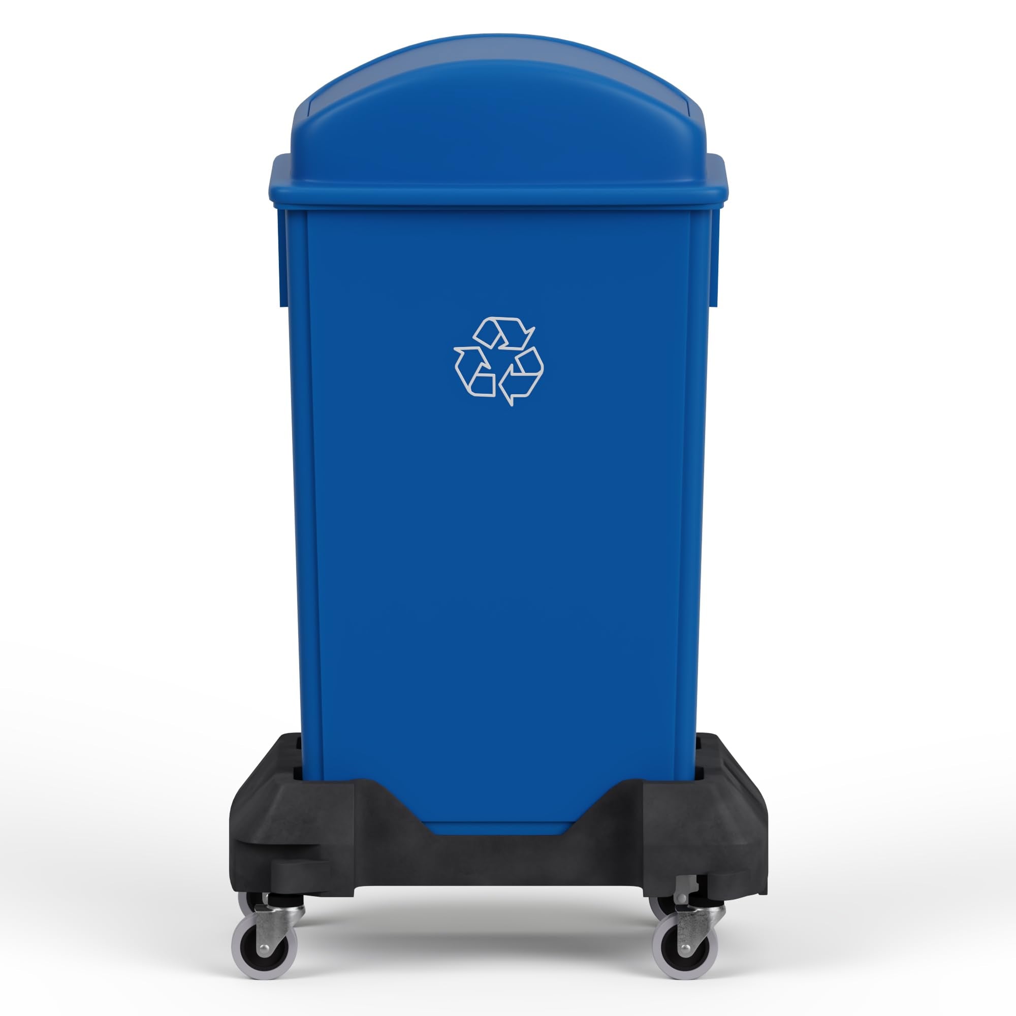 23-Gallon Blue Recycle Slim Trash Can with Swing Dome Lid and Dolly