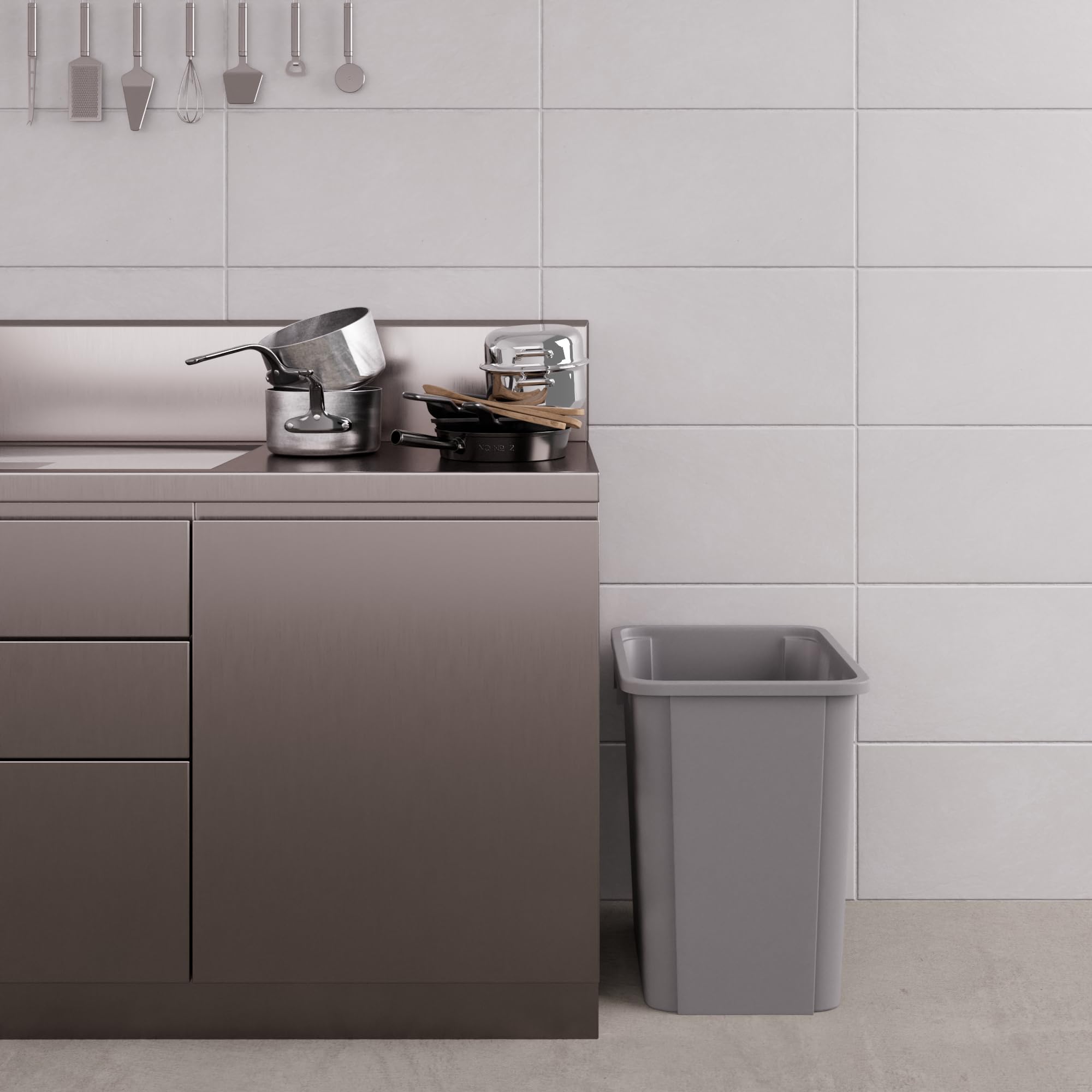 19 Gallon Gray Square Commercial Trash