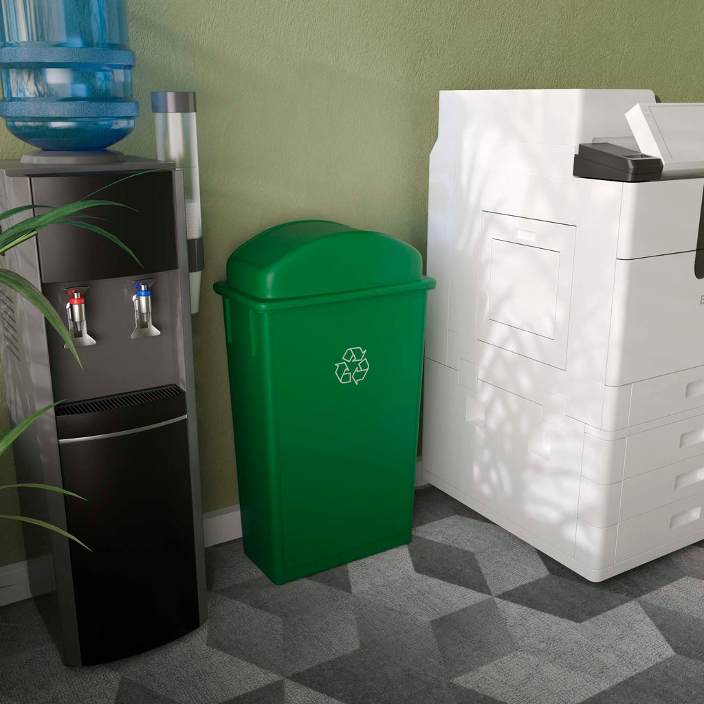 23-Gallon Green Recycle Slim Trash Can with Swing Dome Lid
