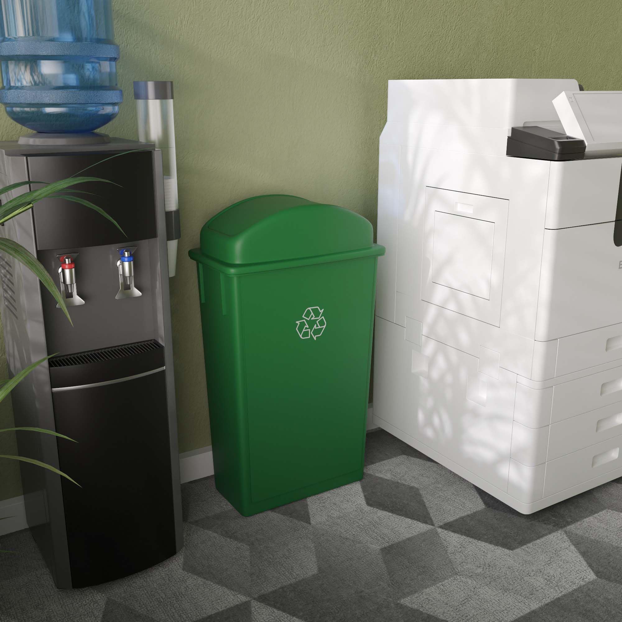 23-Gallon Green Recycle Slim Trash Can with Swing Dome Lid