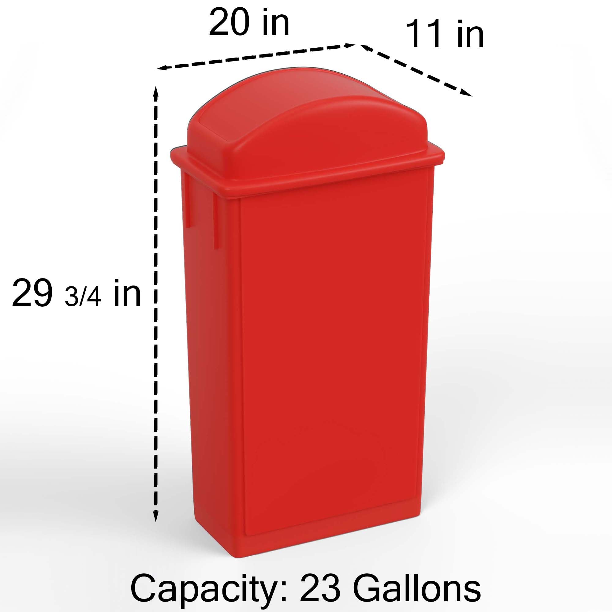 23-Gallon Red Slim Trash Can with Swing Dome Lid