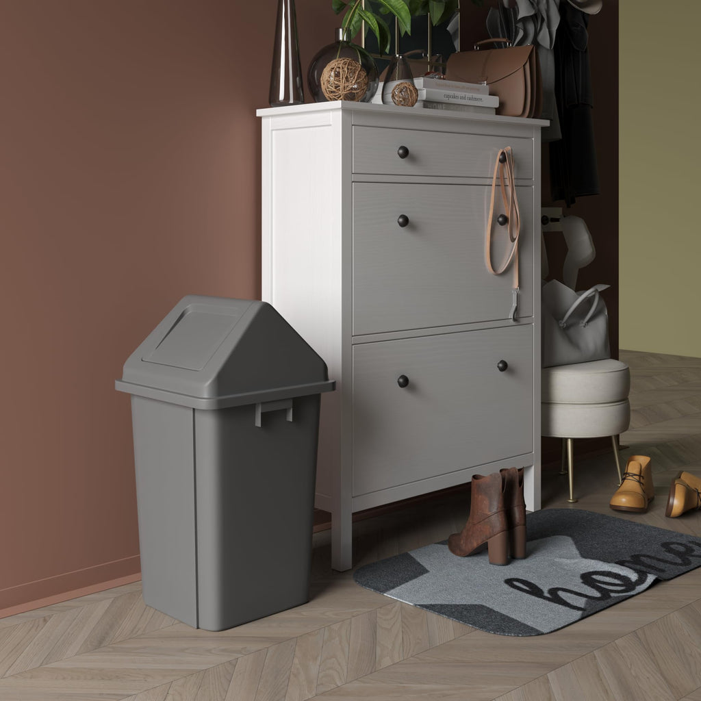 19 Gallon Gray Square Trash Can with Dome Swing Lid
