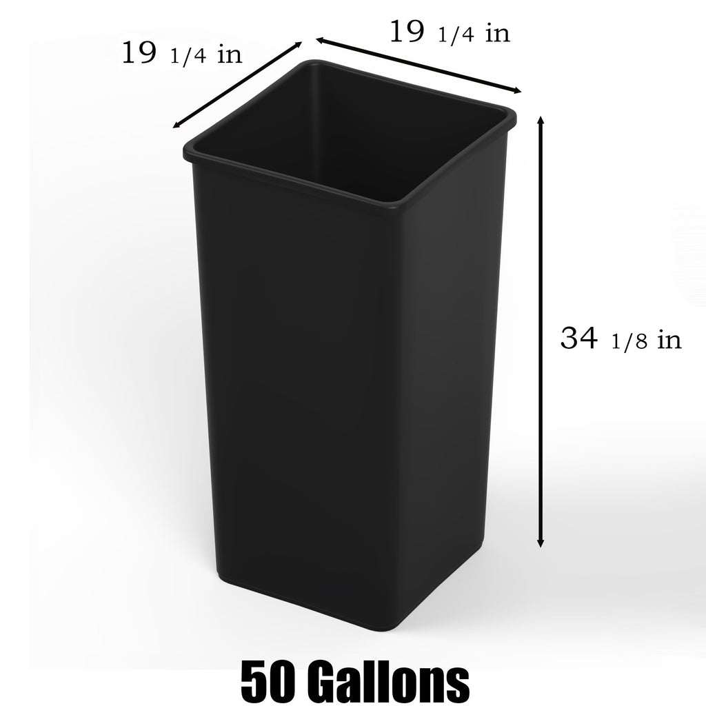 50 Gallon Black Square Commercial Trash/Garbage Can