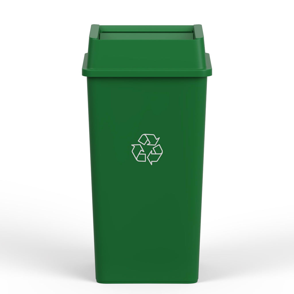 50 Gallon Green Recycle Square Commercial Trash