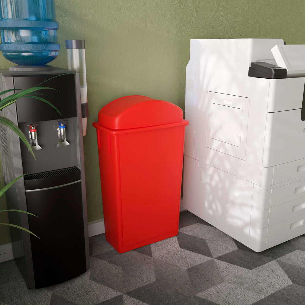 23-Gallon Red Slim Trash Can with Swing Dome Lid