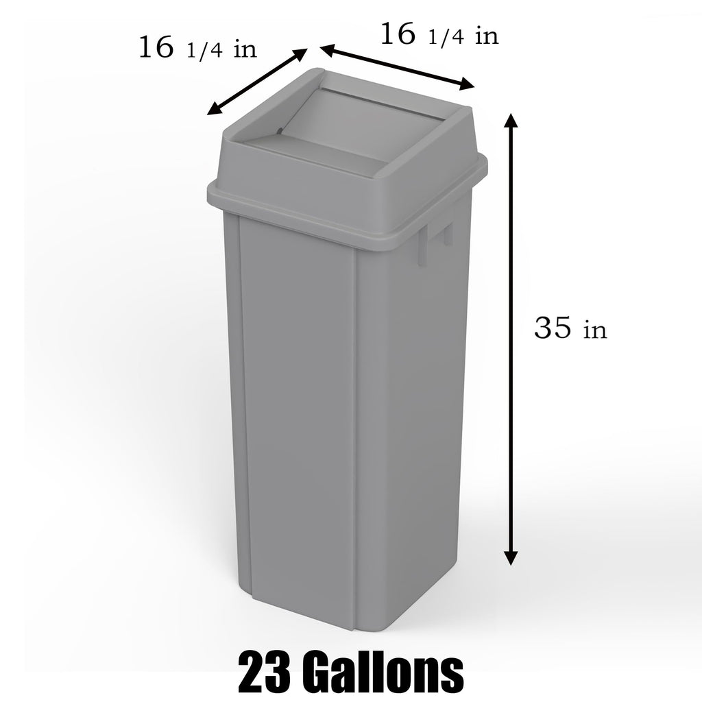 23 Gallon Gray Square Commercial Trash