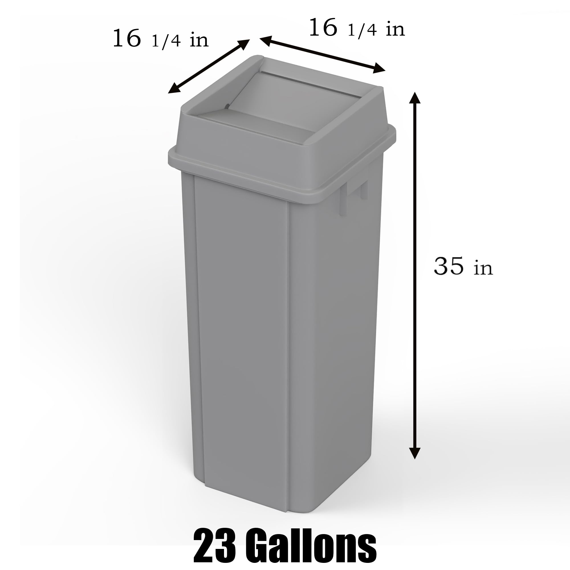 23 Gallon Gray Square Commercial Trash