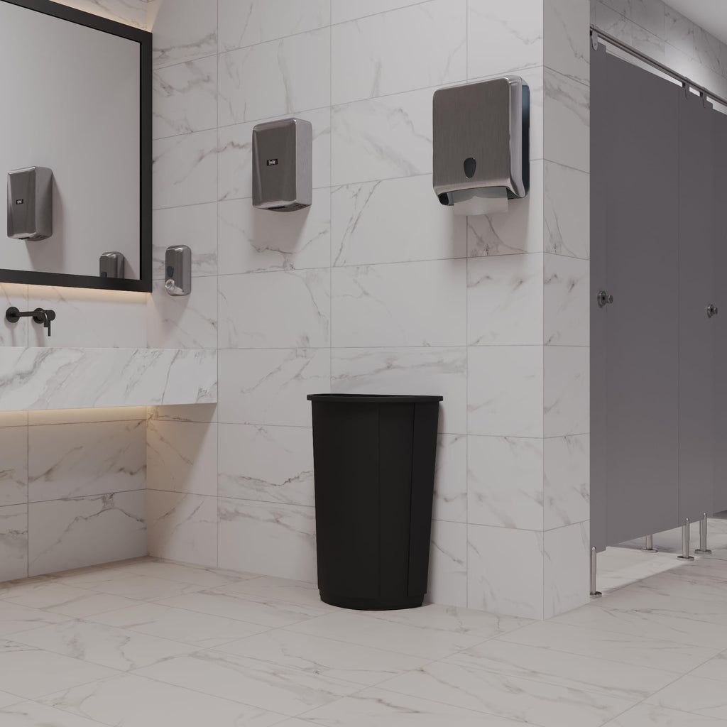 21-Gallon Black Half-Round Commercial Trash Can