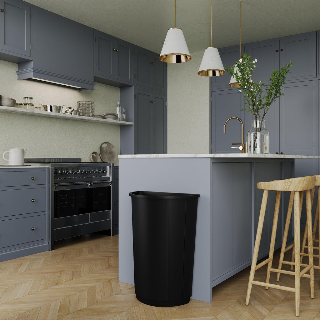 21-Gallon Black Half-Round Commercial Trash Can
