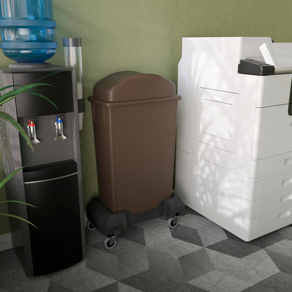 23-Gallon Brown Slim Trash Can with Swing Dome Lid and Dolly