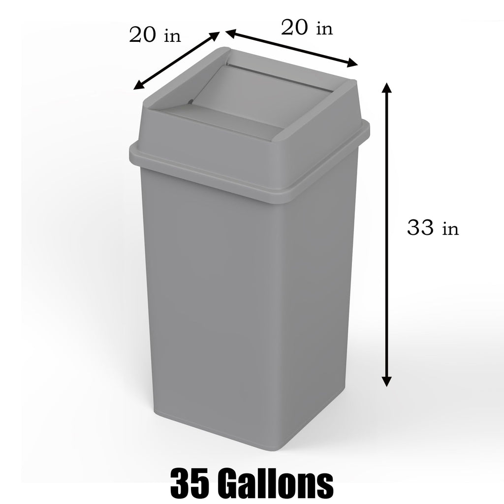 35 Gallon Gray Square Commercial Trash