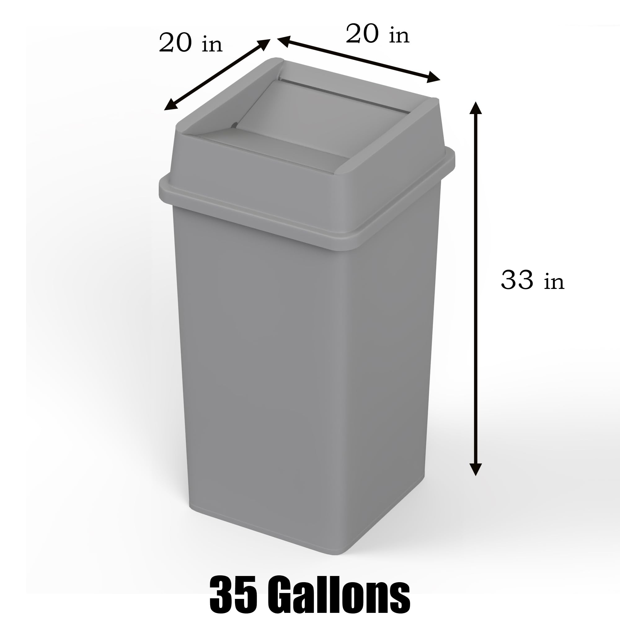 35 Gallon Gray Square Commercial Trash