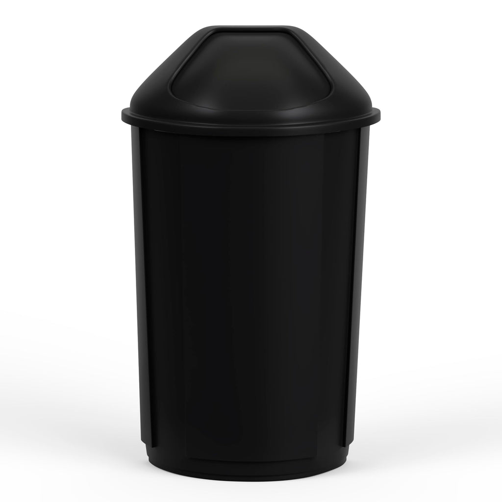 21-Gallon Black Half-Round Commercial Trash Can with Dome Swing-Door Lid