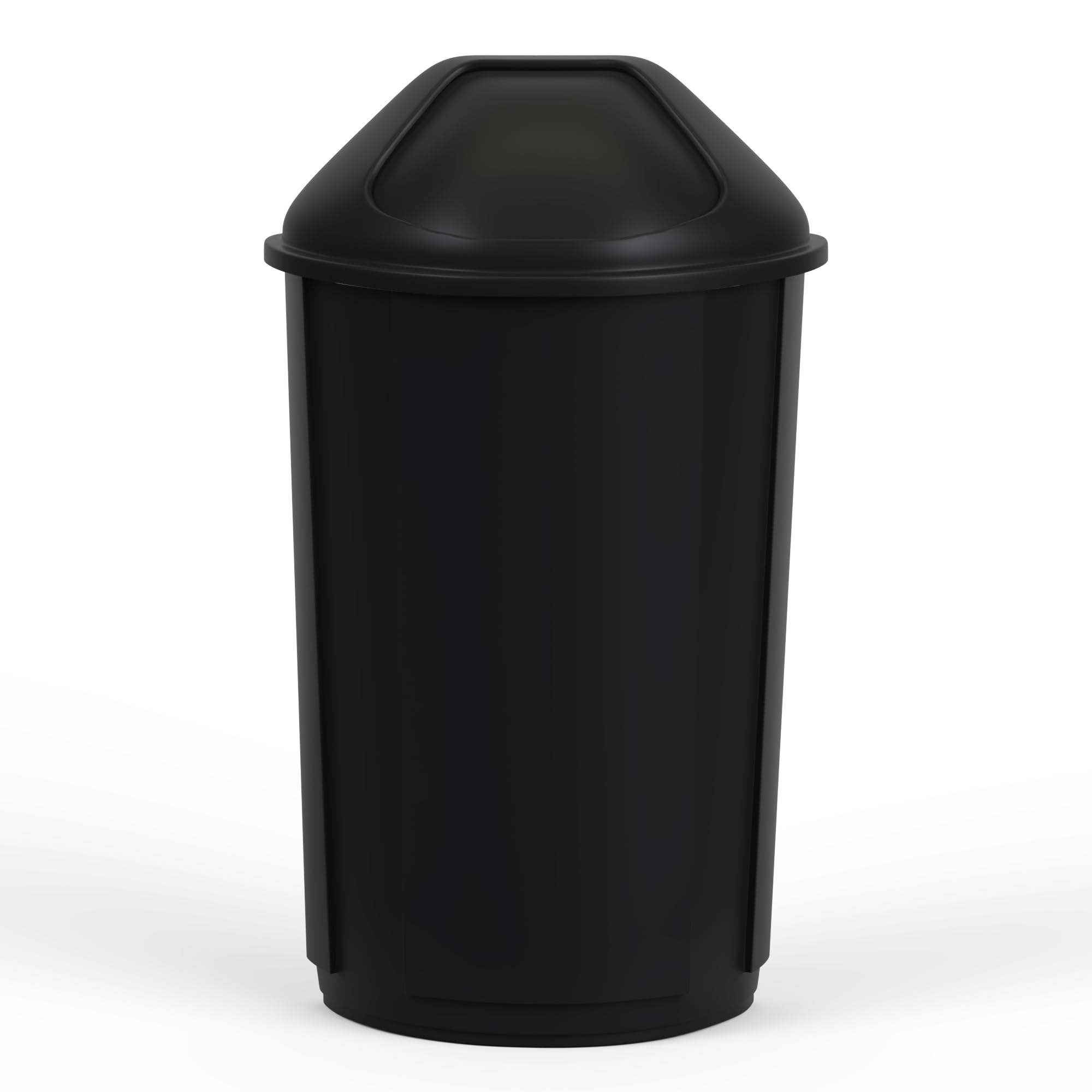 21-Gallon Black Half-Round Commercial Trash Can with Dome Swing-Door Lid