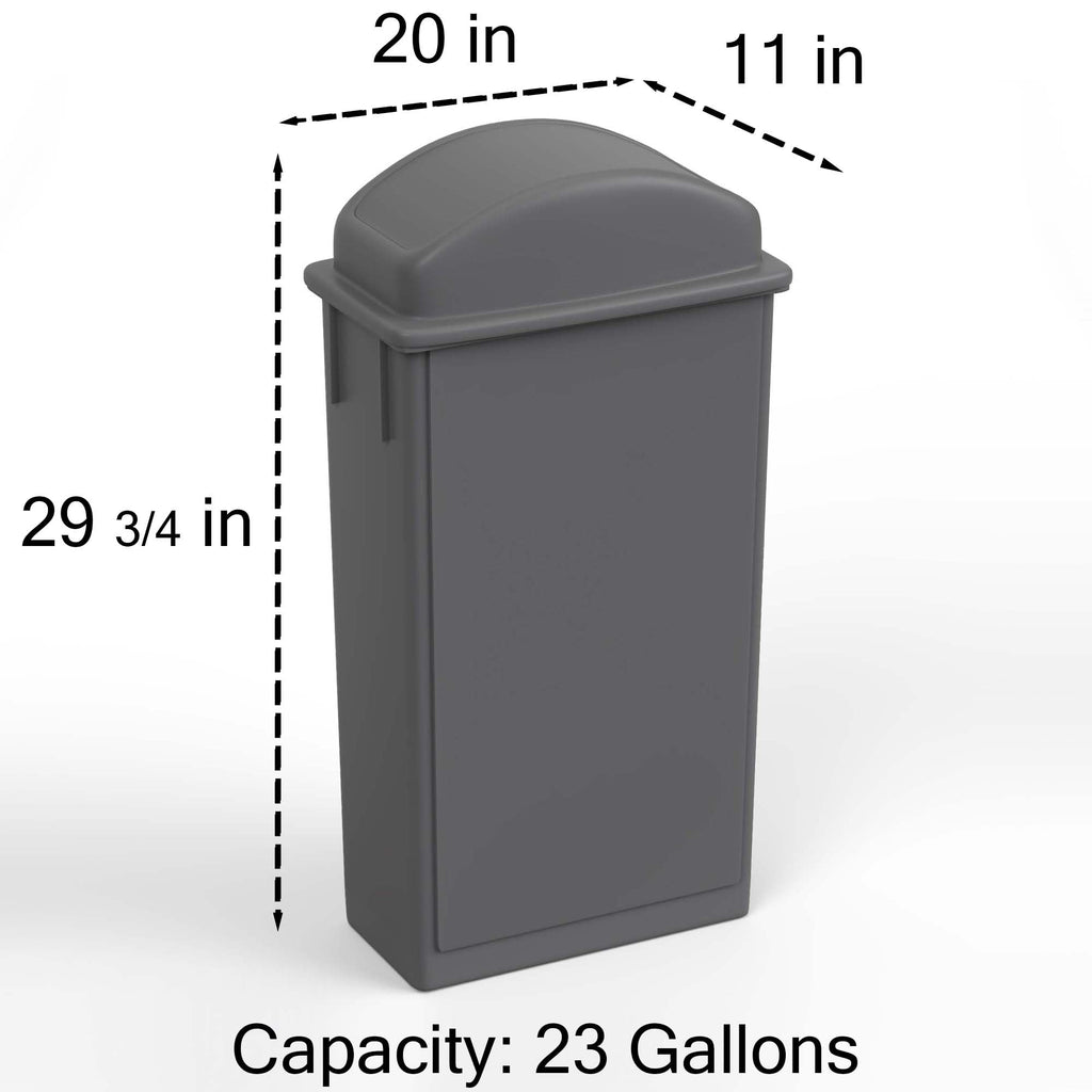 23-Gallon Gray Slim Trash Can with Swing Dome Lid