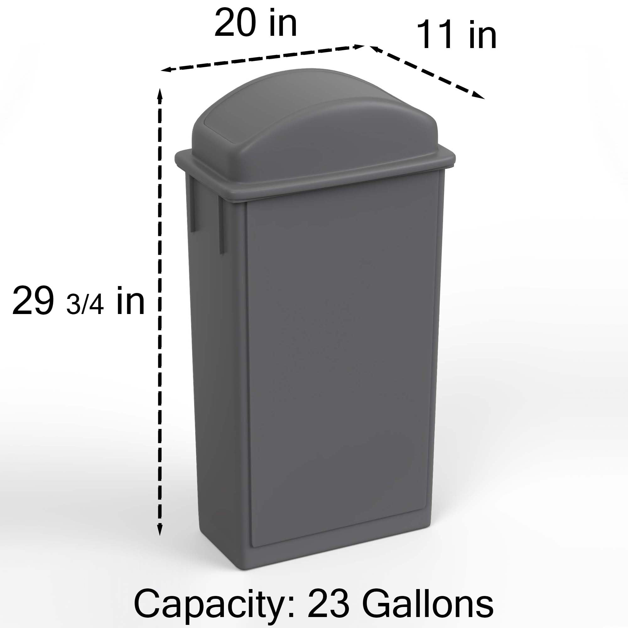 23-Gallon Gray Slim Trash Can with Swing Dome Lid