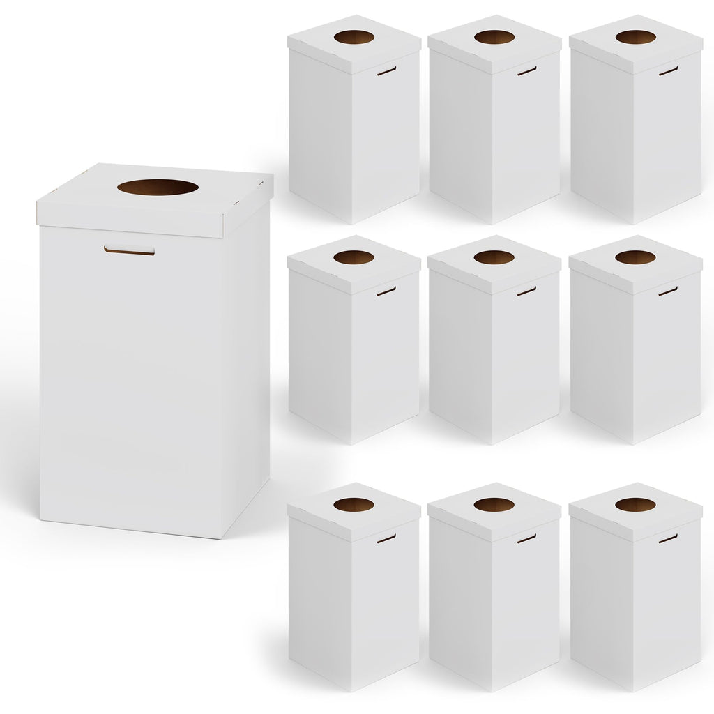 10 Pack Corrugated Cardboard Trash & Recycling Containers with Lids and Liners