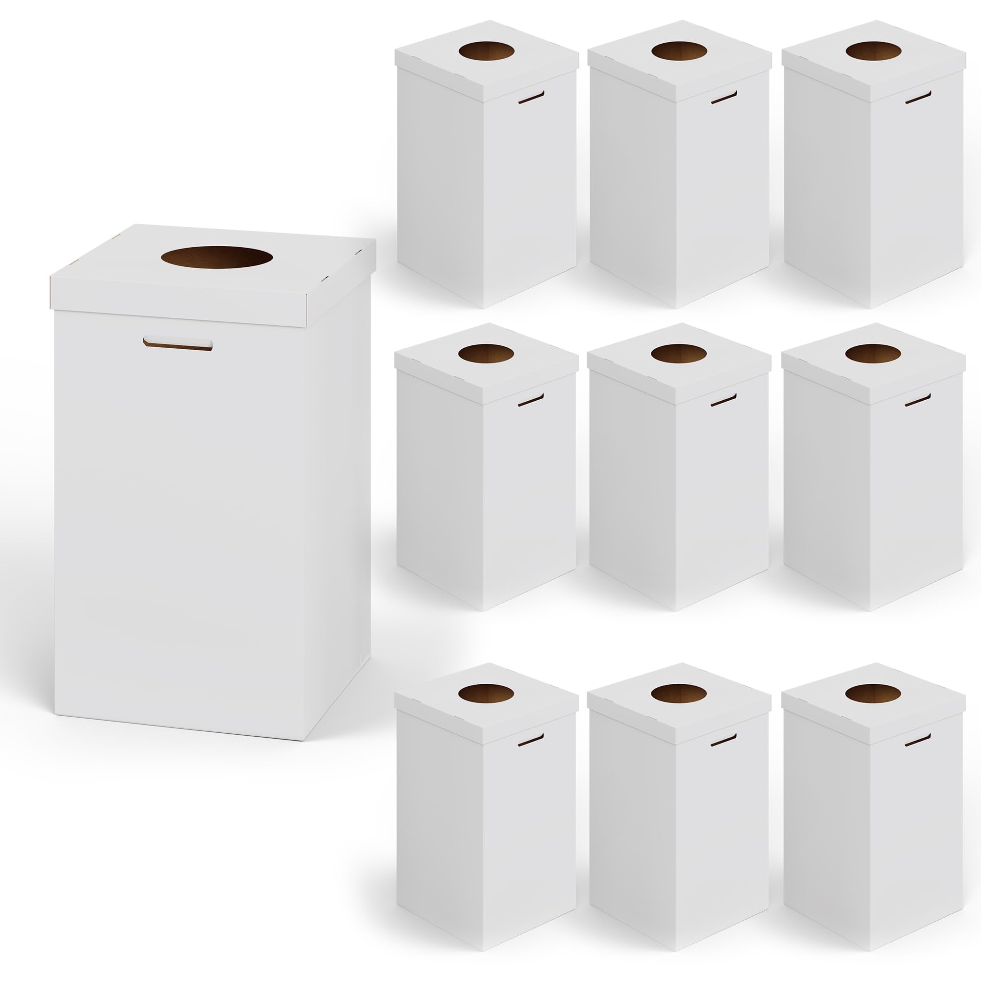 10 Pack Corrugated Cardboard Trash & Recycling Containers with Lids and Liners
