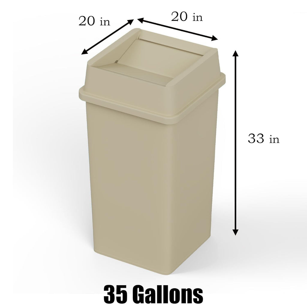 35 Gallon Beige Square Commercial Trash