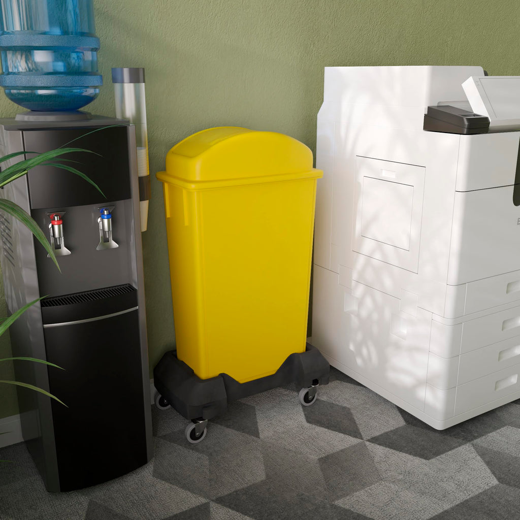 23-Gallon Yellow Slim Trash Can with Swing Dome Lid and Dolly