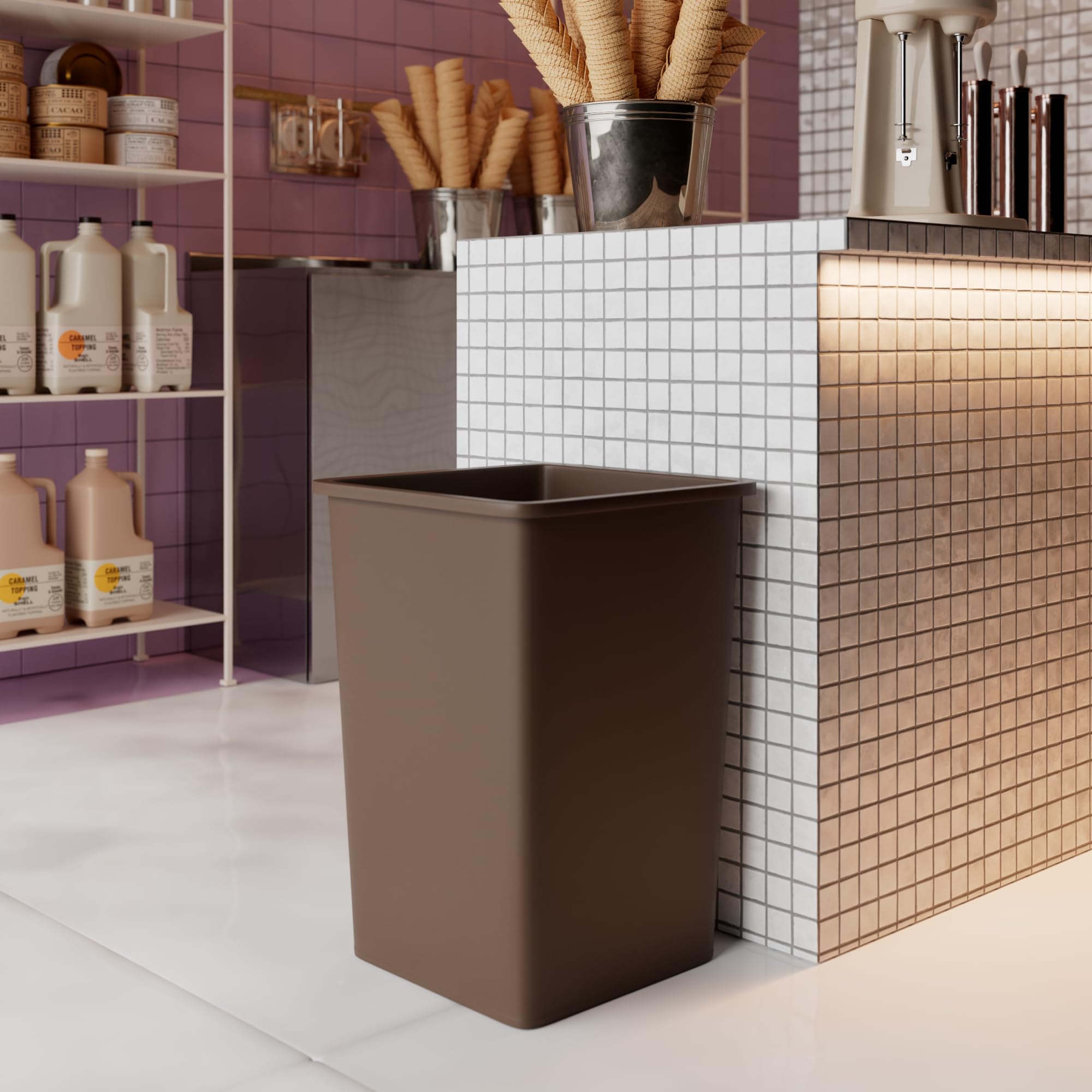 35 Gallon Brown Square Commercial Trash