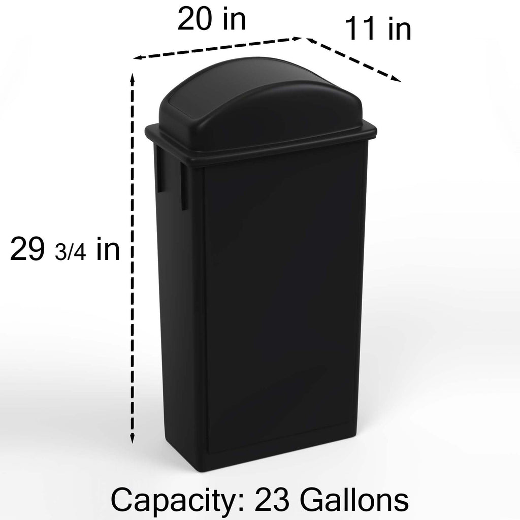 23-Gallon Black Slim Trash Can with Swing Dome Lid