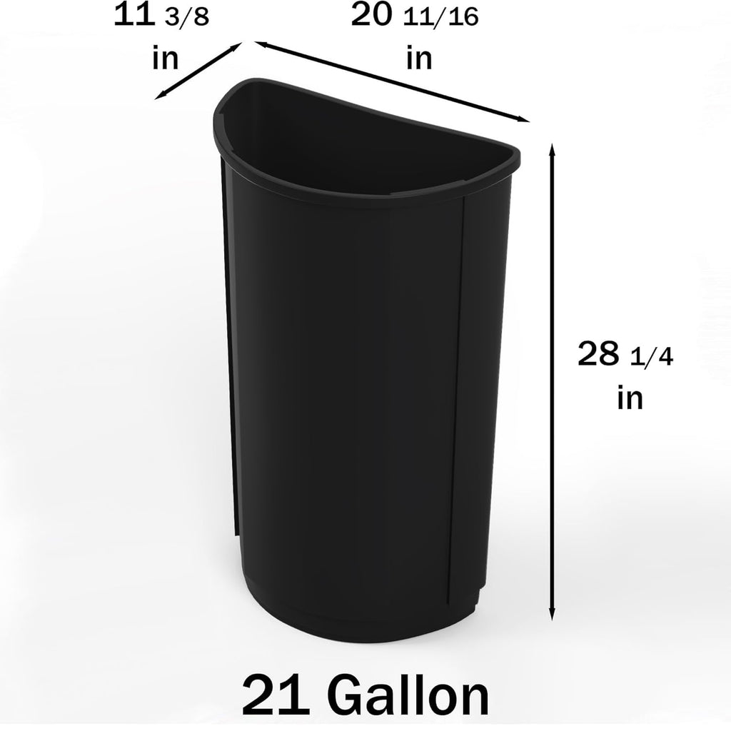 21-Gallon Black Half-Round Commercial Trash Can