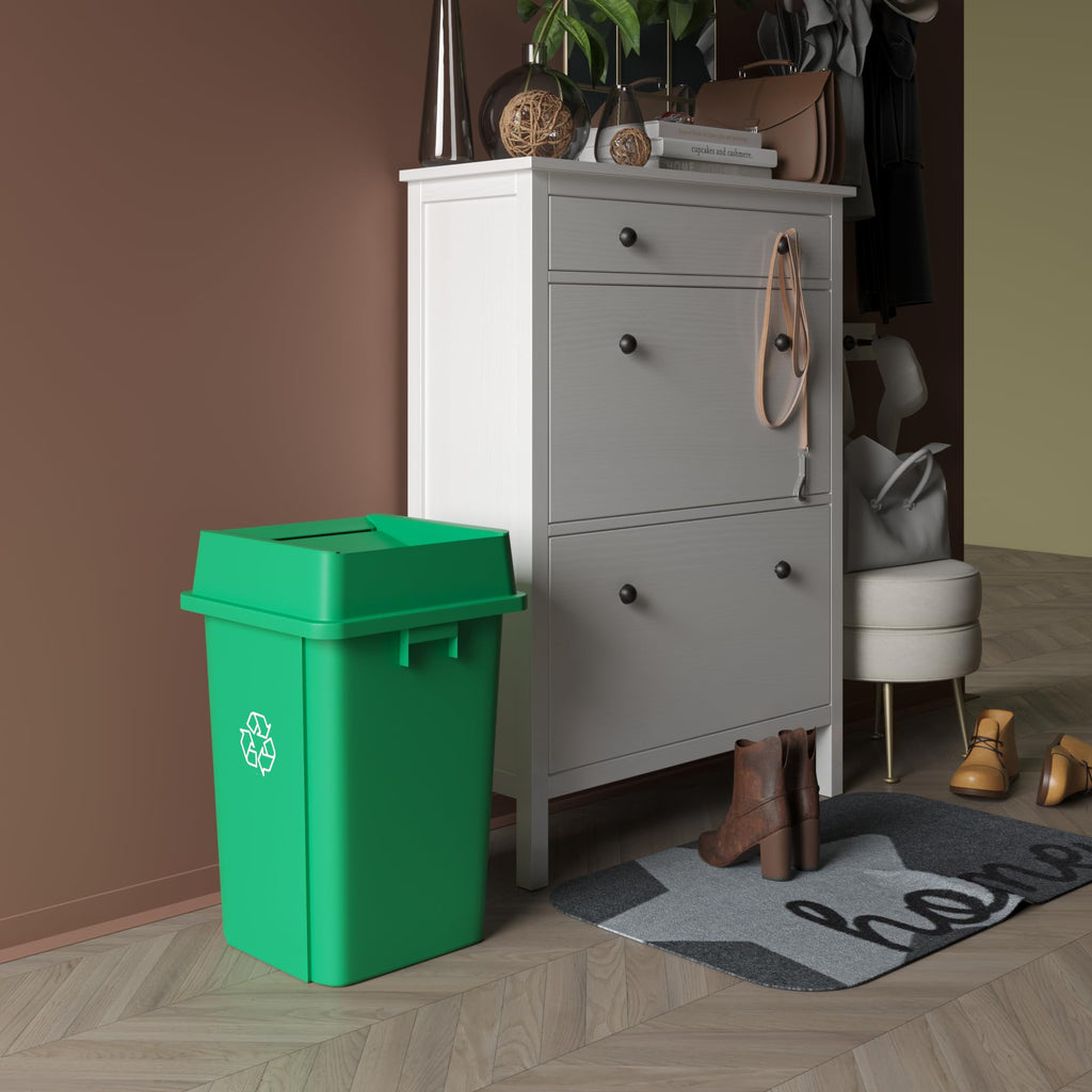 19 Gallon Green Recycle Square Commercial Trash