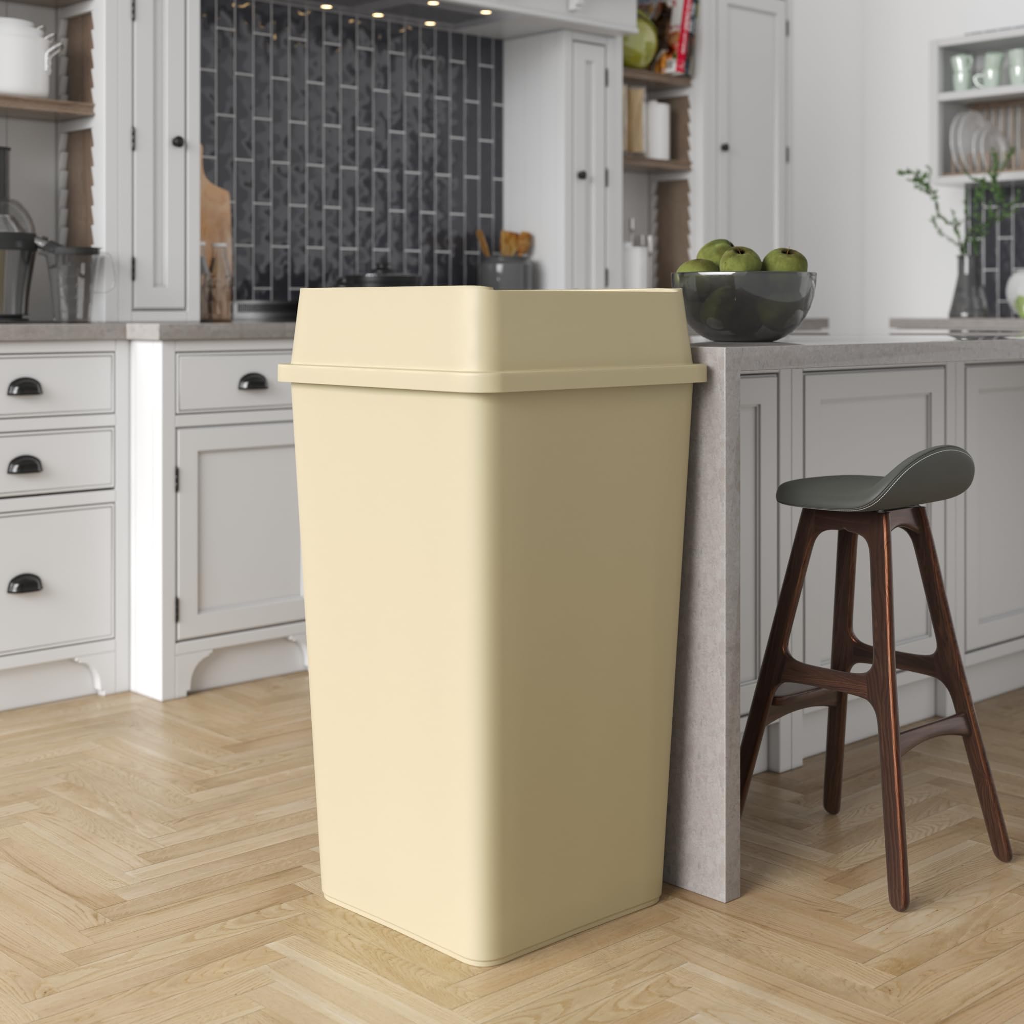 50 Gallon Beige Square Commercial Trash