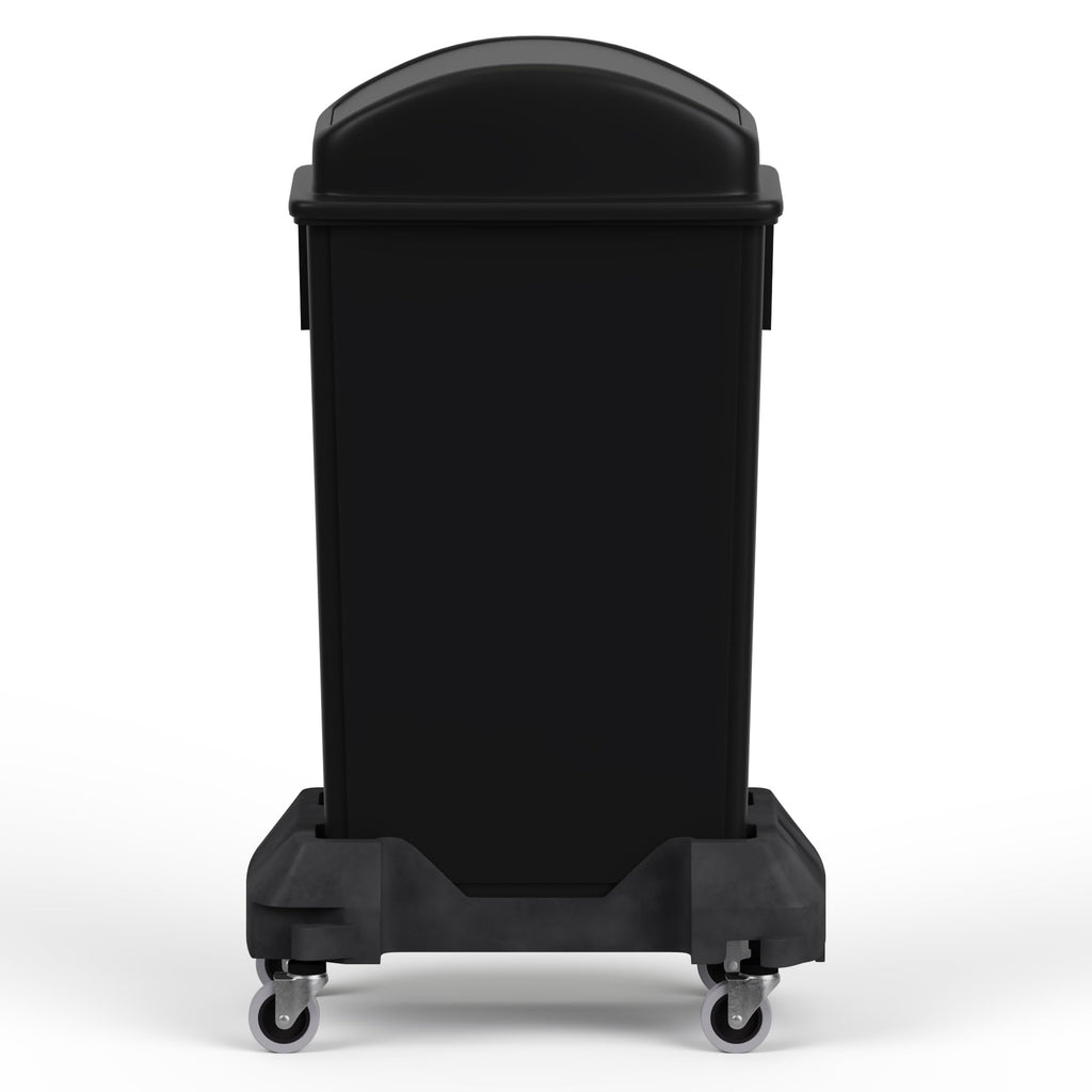 23-Gallon Black Slim Trash Can with Swing Dome Lid and Dolly