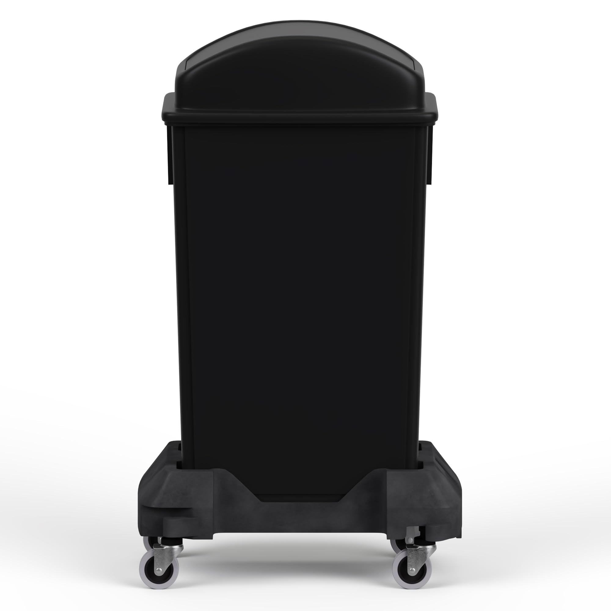 23-Gallon Black Slim Trash Can with Swing Dome Lid and Dolly