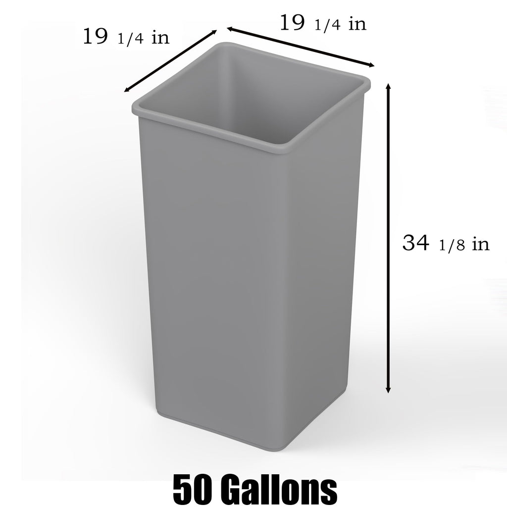 50 Gallon Gray Square Commercial Trash